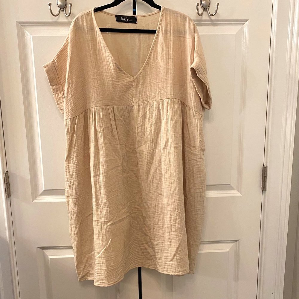 fab'rik V-Neck Mini Baby Doll Dress with Pockets